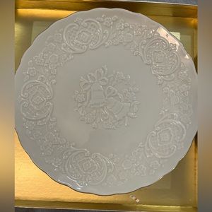 Wedding Cake Plate Lenox Marriage in Original Box 12” 14kt Gold Trim made in …